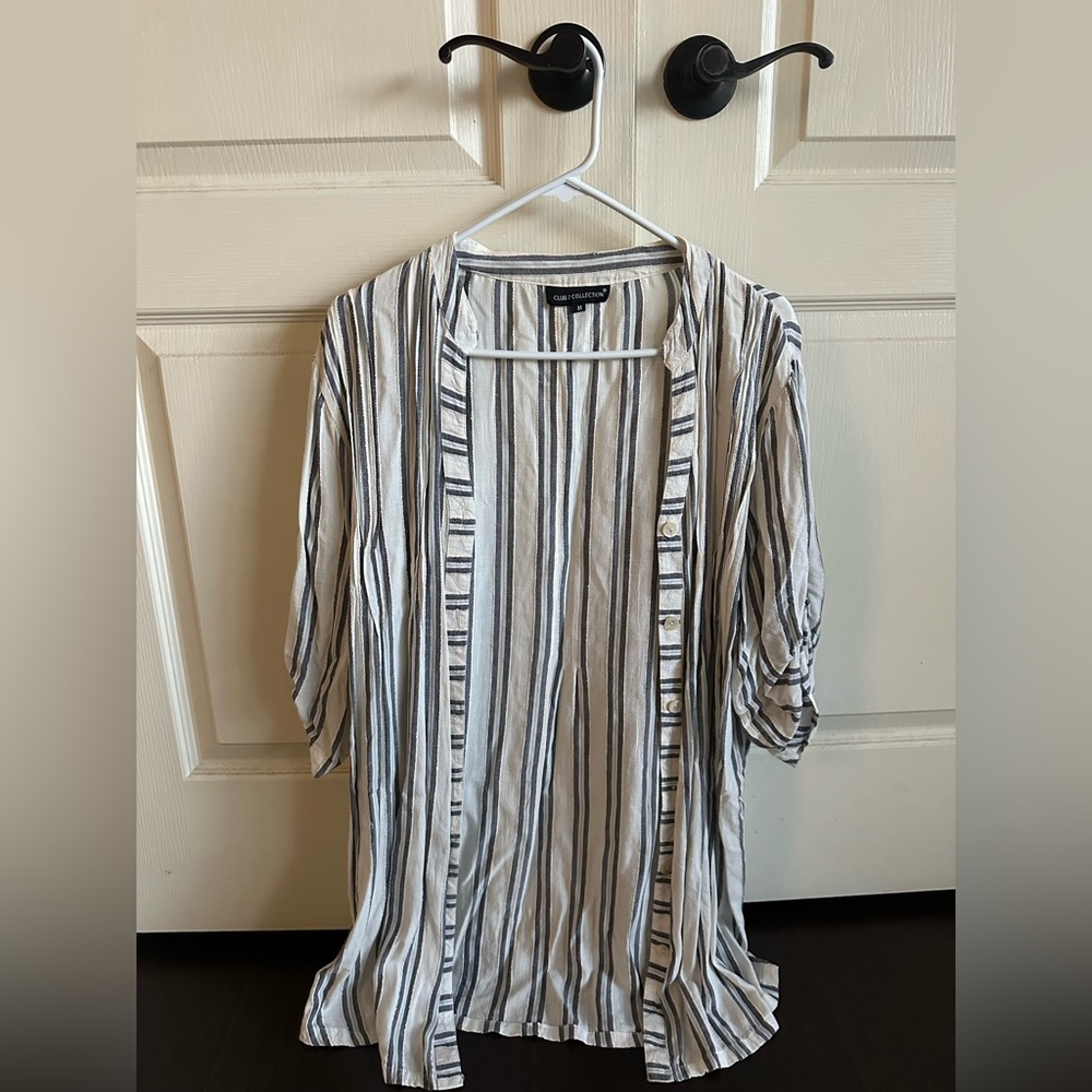 Striped Button-Up Shirt/Cardigan